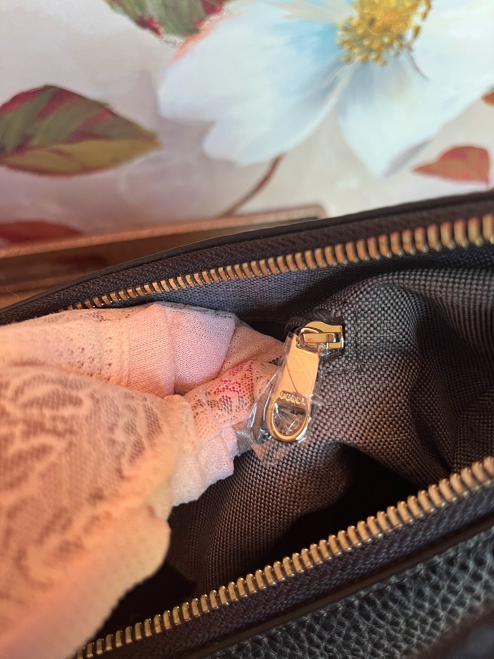 Furla MiaLuna Black Pebbled Leather Crescent Crossbody Bag w/Gold Hardware- NWOT - Picture 13 of 17